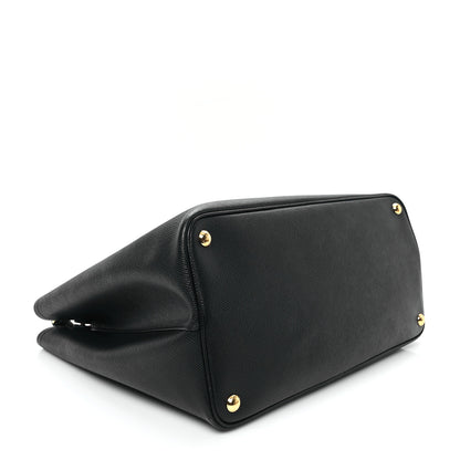 Prada Saffiano Cuir Large Double Bag Black Fuoco 4 of 11