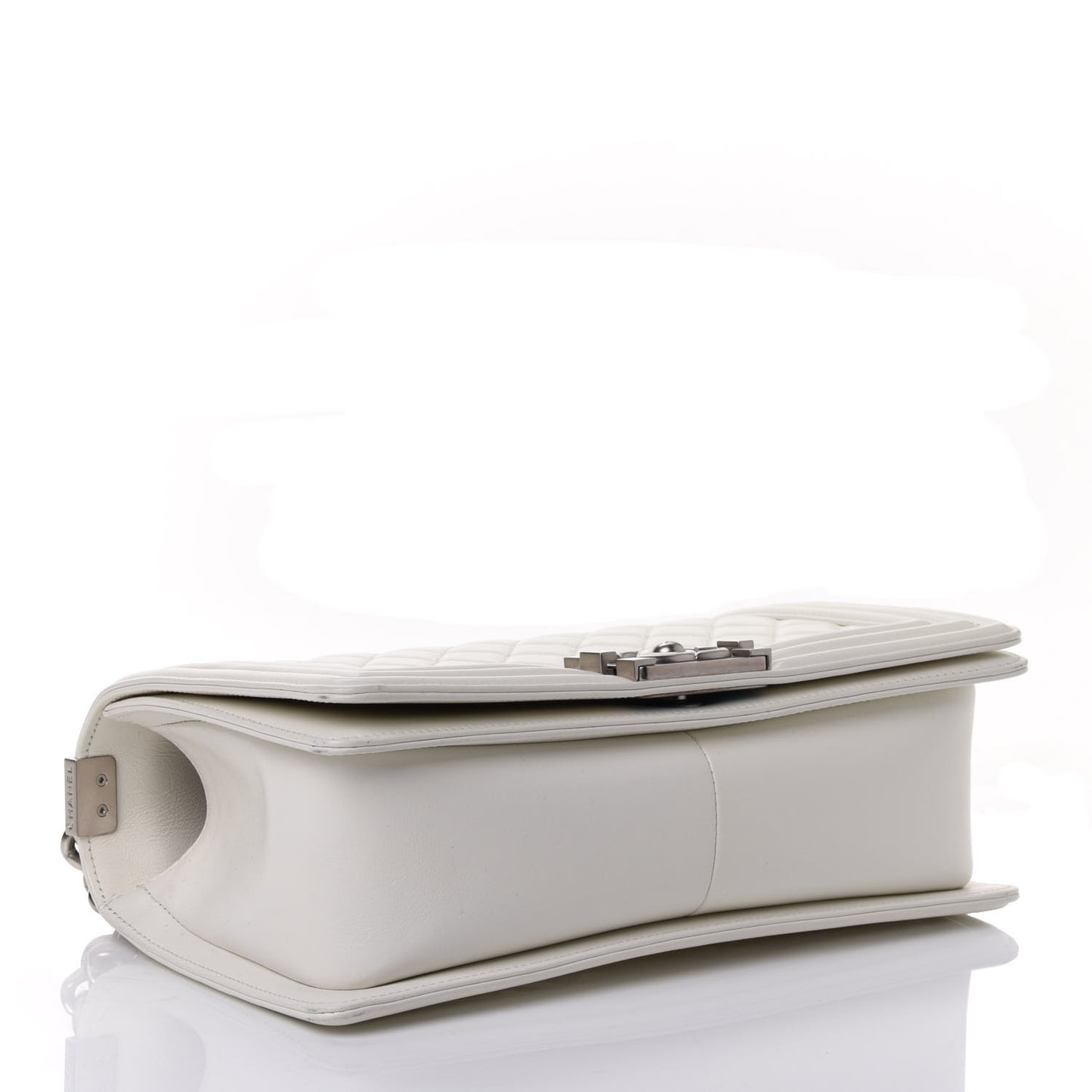 Calfskin Quilted Medium Boy Flap White