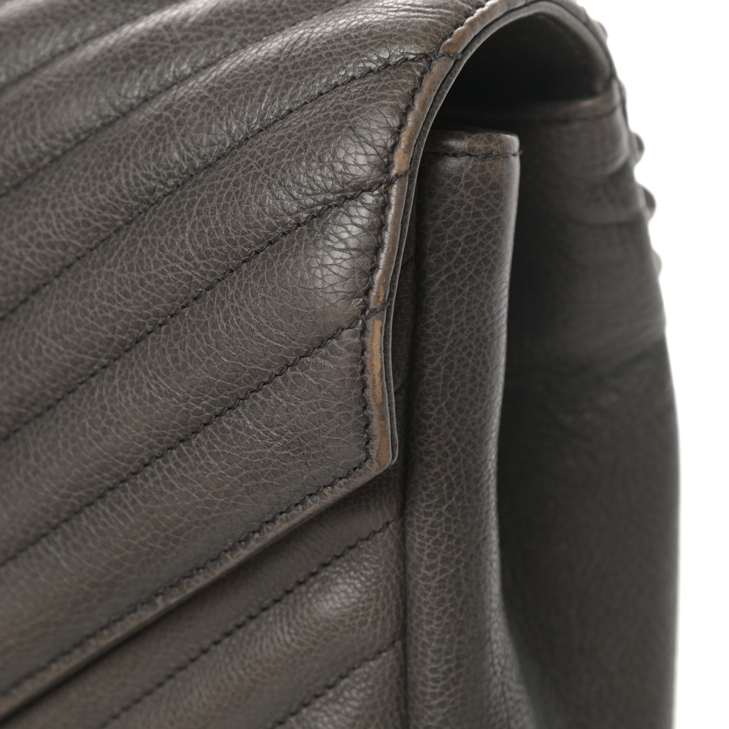 Calfskin Matelasse Chevron Monogram Large College Satchel Light Coal