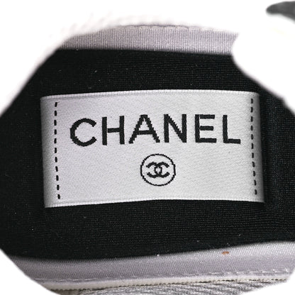 Chanel Nylon Suede Calfskin Printed CC Sneakers 37 Black White 7 of 9