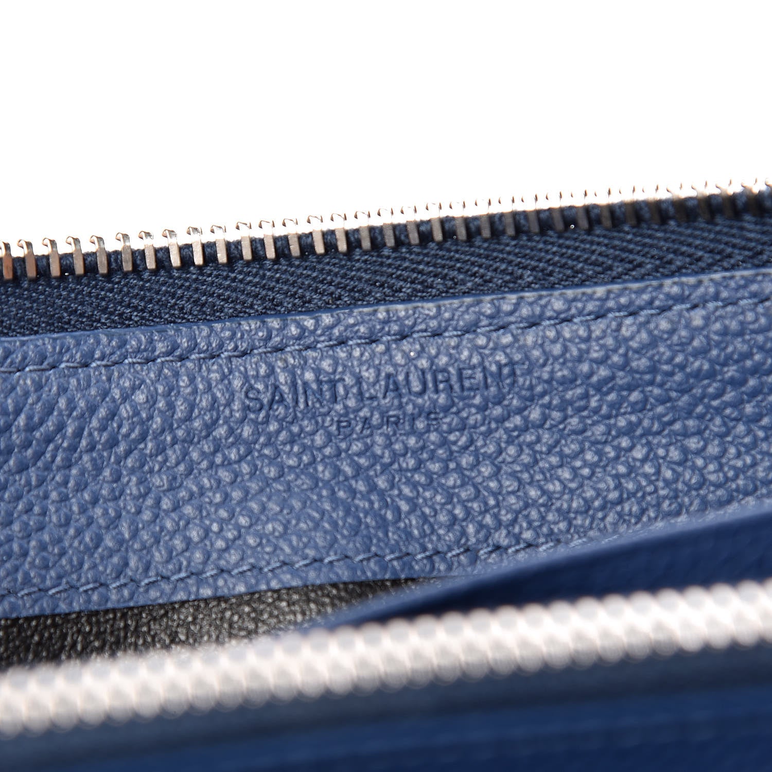 Saint Laurent Grained Calfskin Rive Gauche Zip Around Wallet Denim Blue 6 of 7