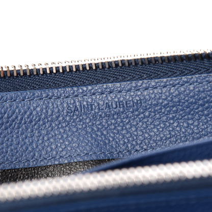 Saint Laurent Grained Calfskin Rive Gauche Zip Around Wallet Denim Blue 6 of 7