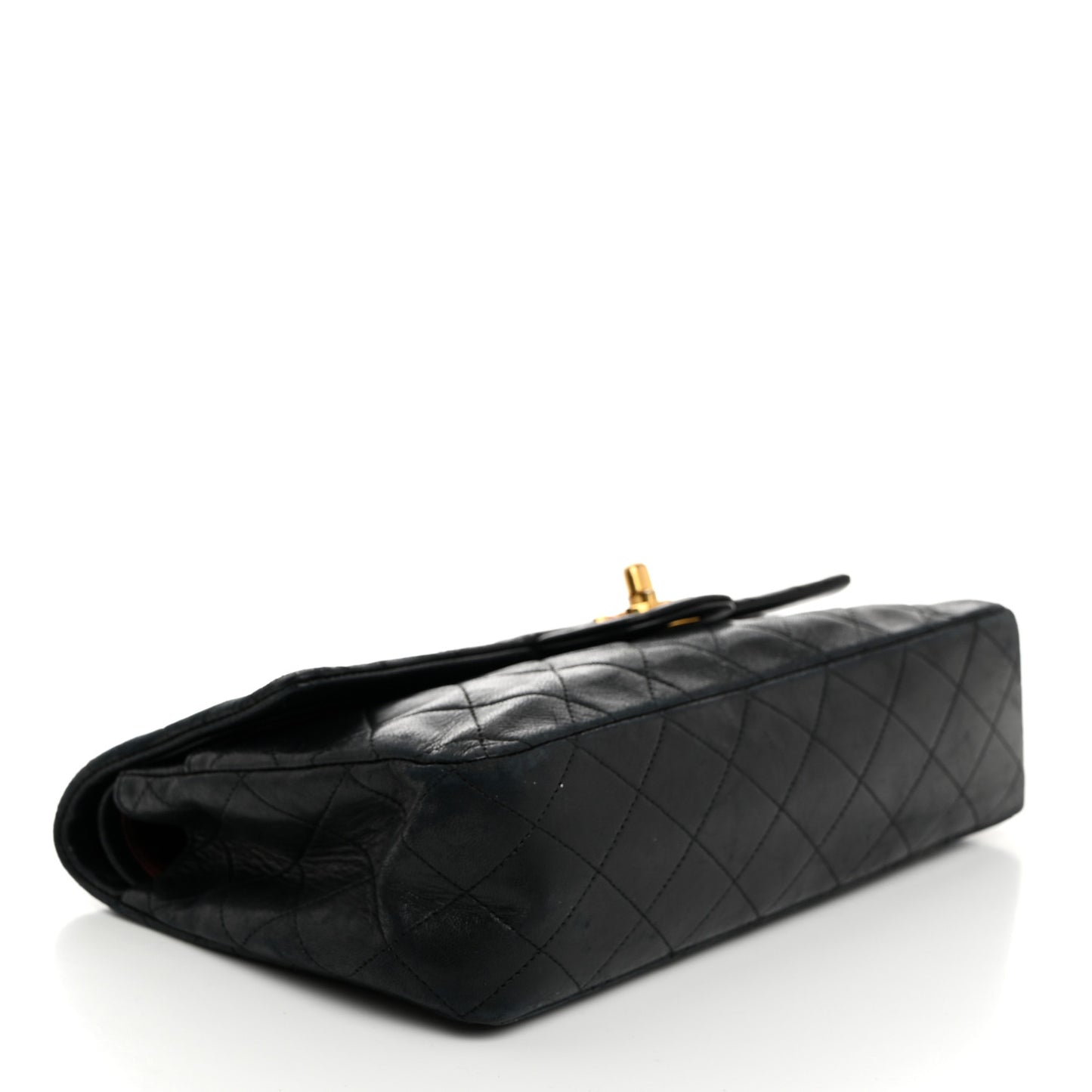 Lambskin Quilted Medium Double Flap Black