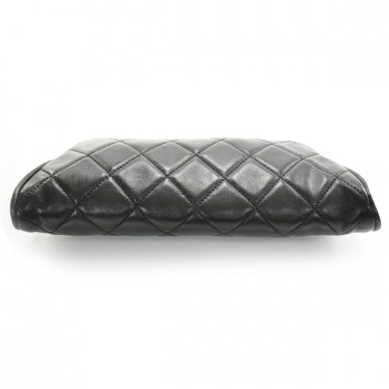 Chanel Lambskin Quilted Resin Pearl Clasp Clutch Black White 4 of 8