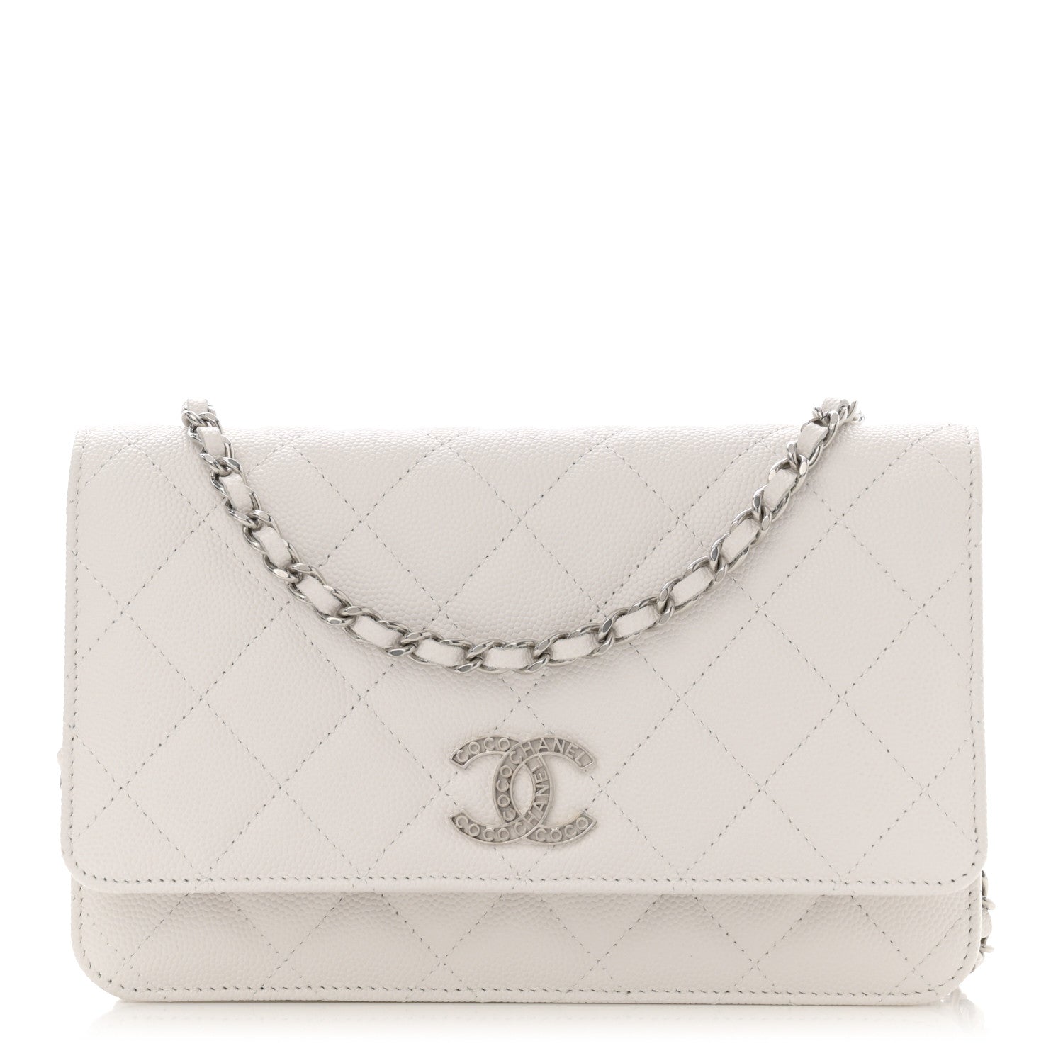 Chanel Caviar Quilted CC Logo Wallet on Chain WOC  White 1 of 13