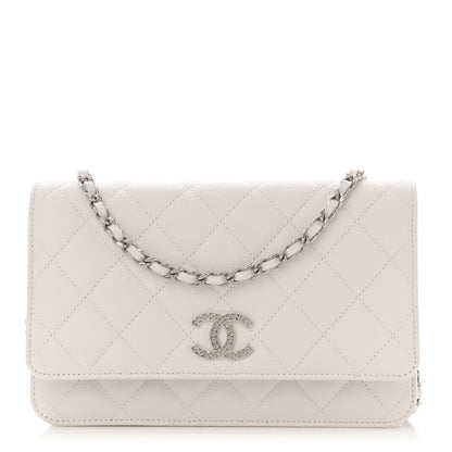 Chanel Caviar Quilted CC Logo Wallet on Chain WOC  White 1 of 13