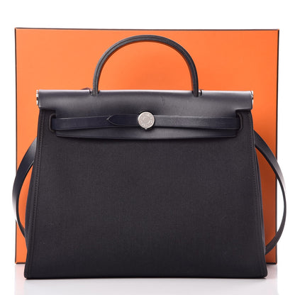 Hermes Toile Barenia Herbag Zip 31 PM Bleu Marine 15 of 15