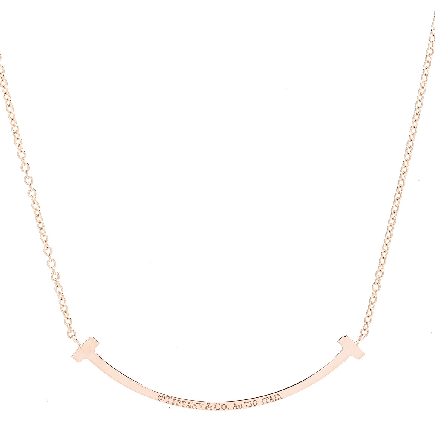 18K Rose Gold Diamond Small T Smile Pendant Necklace