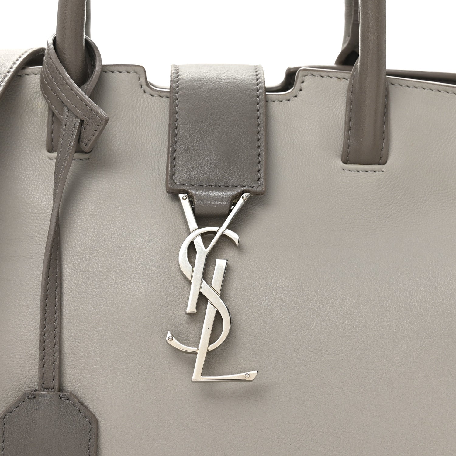 Saint Laurent Calfskin Suede Baby Monogram Downtown Cabas Grey 8 of 11