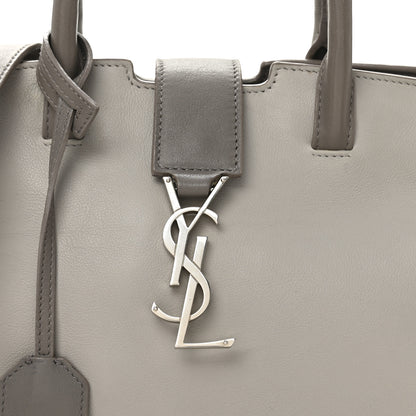 Saint Laurent Calfskin Suede Baby Monogram Downtown Cabas Grey 8 of 11
