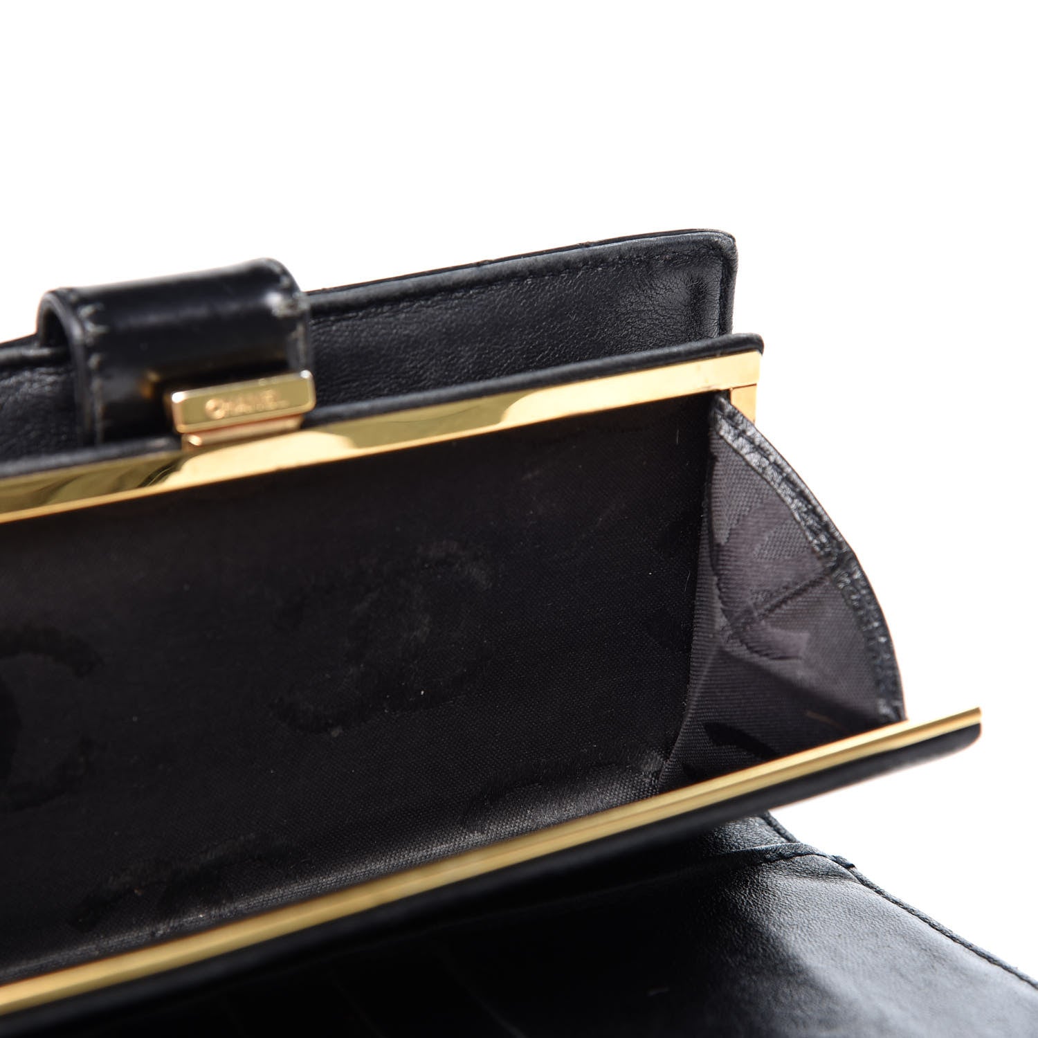 Chanel Glazed Calfskin Diamond Stitched French Wallet Black 6 of 17