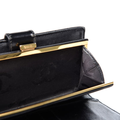 Chanel Glazed Calfskin Diamond Stitched French Wallet Black 6 of 17