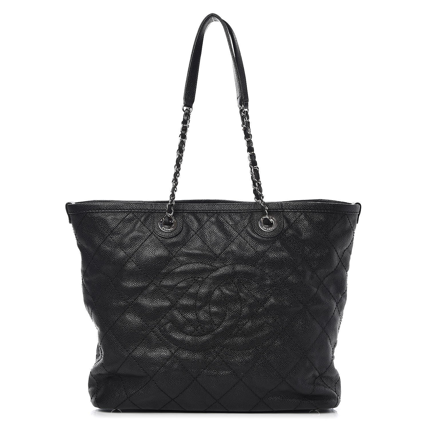 Chanel Grained Calfskin Quilted Small Daily Shopping Tote Black 2 of 23