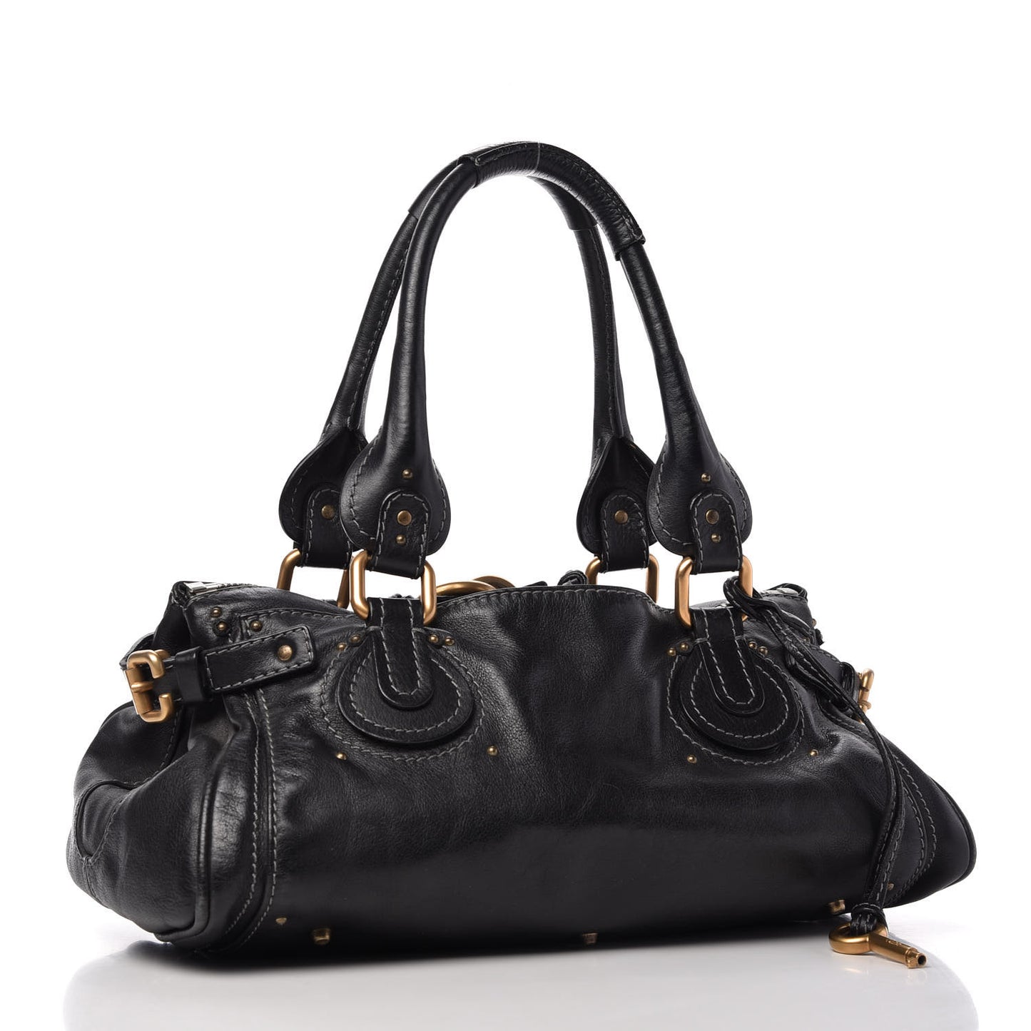 Calfskin Medium Paddington Satchel Black