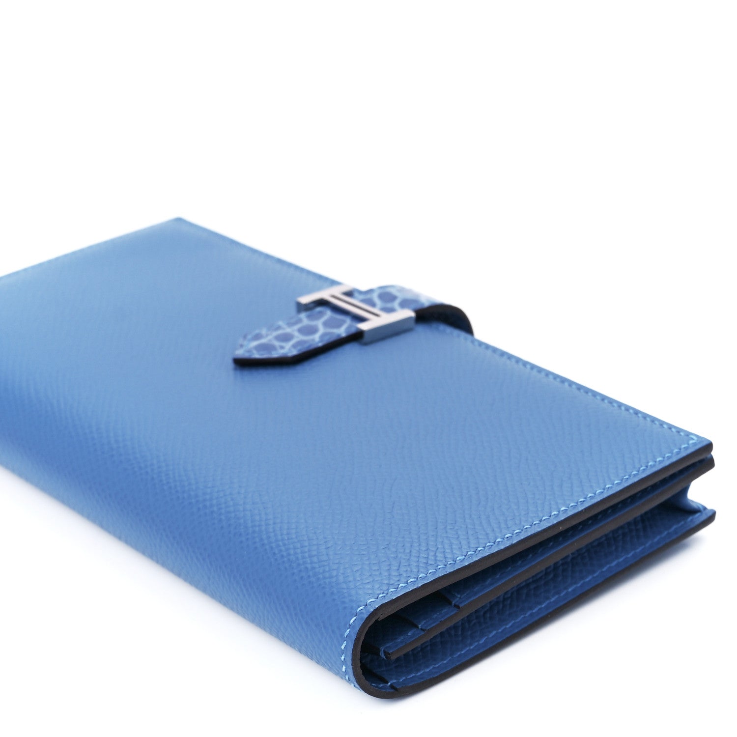 Hermes Epsom Shiny Alligator Bearn Touch Gusset Wallet Mykonos Bleu Zellige 13 of 14