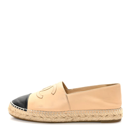 Chanel Lambskin CC Espadrilles 39 Beige Black 1 of 10