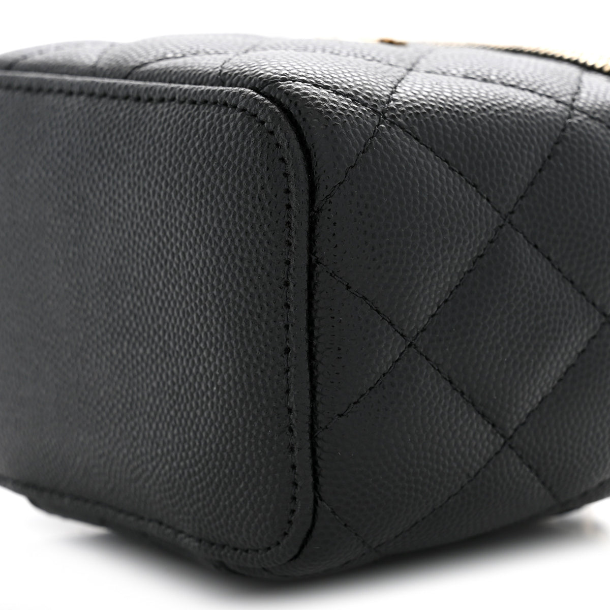 Caviar Quilted Mini Vanity Case With Chain Black