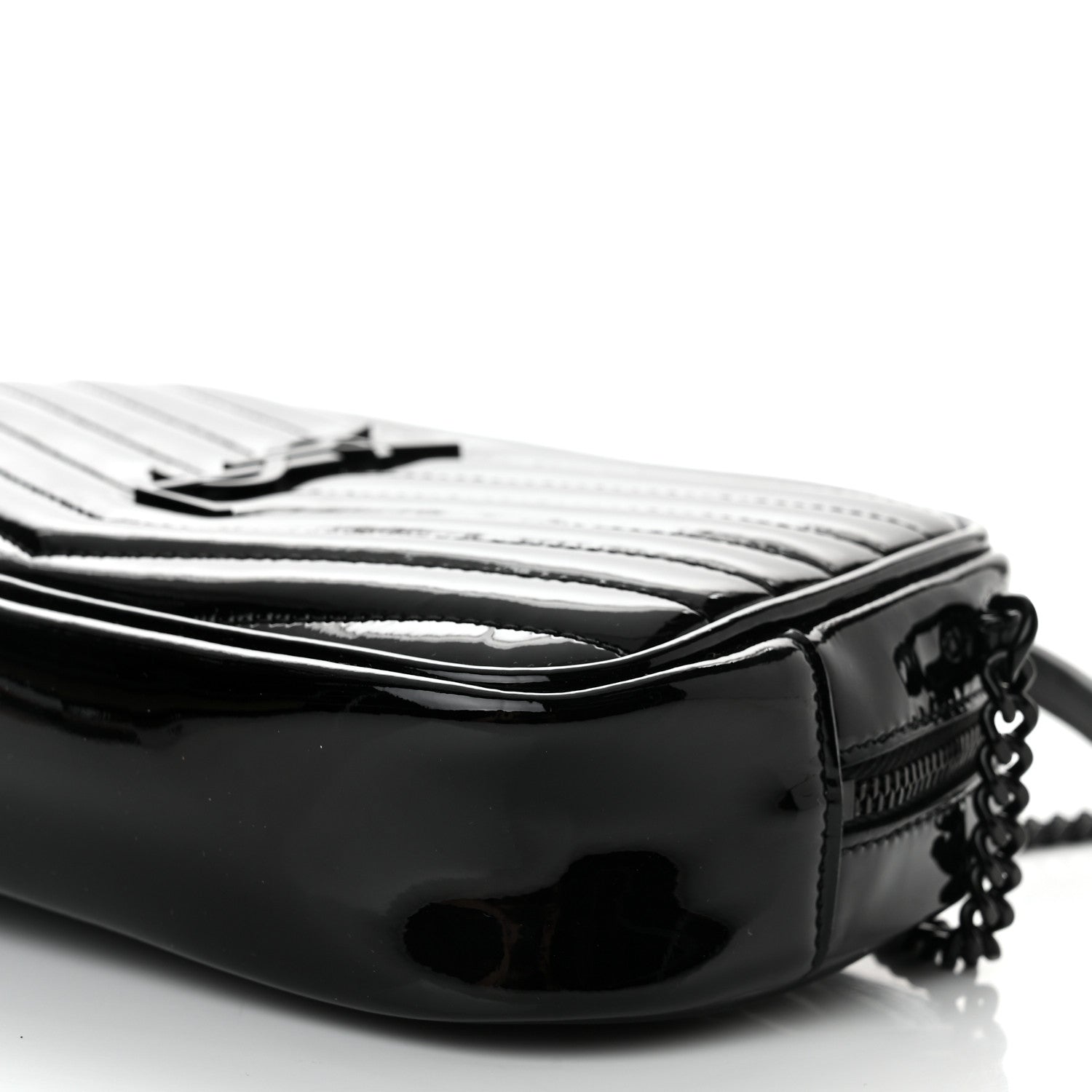 Saint Laurent Patent Calfskin Matelasse Monogram Mini Lou Camera Bag Black 9 of 10