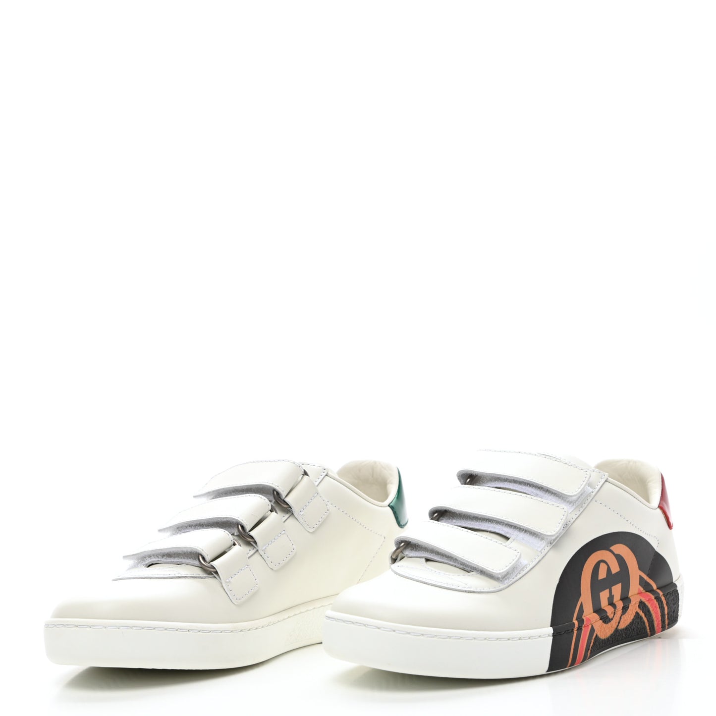 Miro Soft Calfskin Interlocking G Womens New Ace Sneakers 35 White Red Flame Green