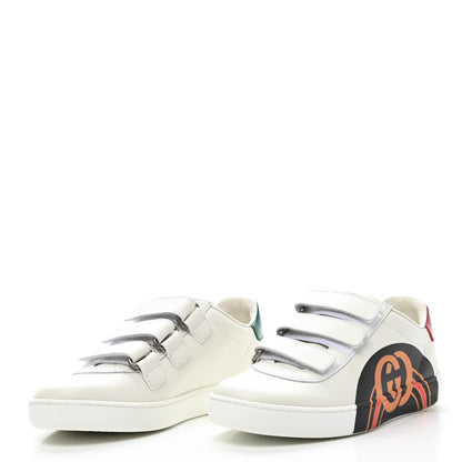 Gucci Miro Soft Calfskin Interlocking G Womens New Ace Sneakers 35 White Red Flame Green 3 of 10