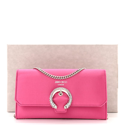 Jimmy Choo Satin Crystal Madeline Wallet On Chain Pink 11 of 11