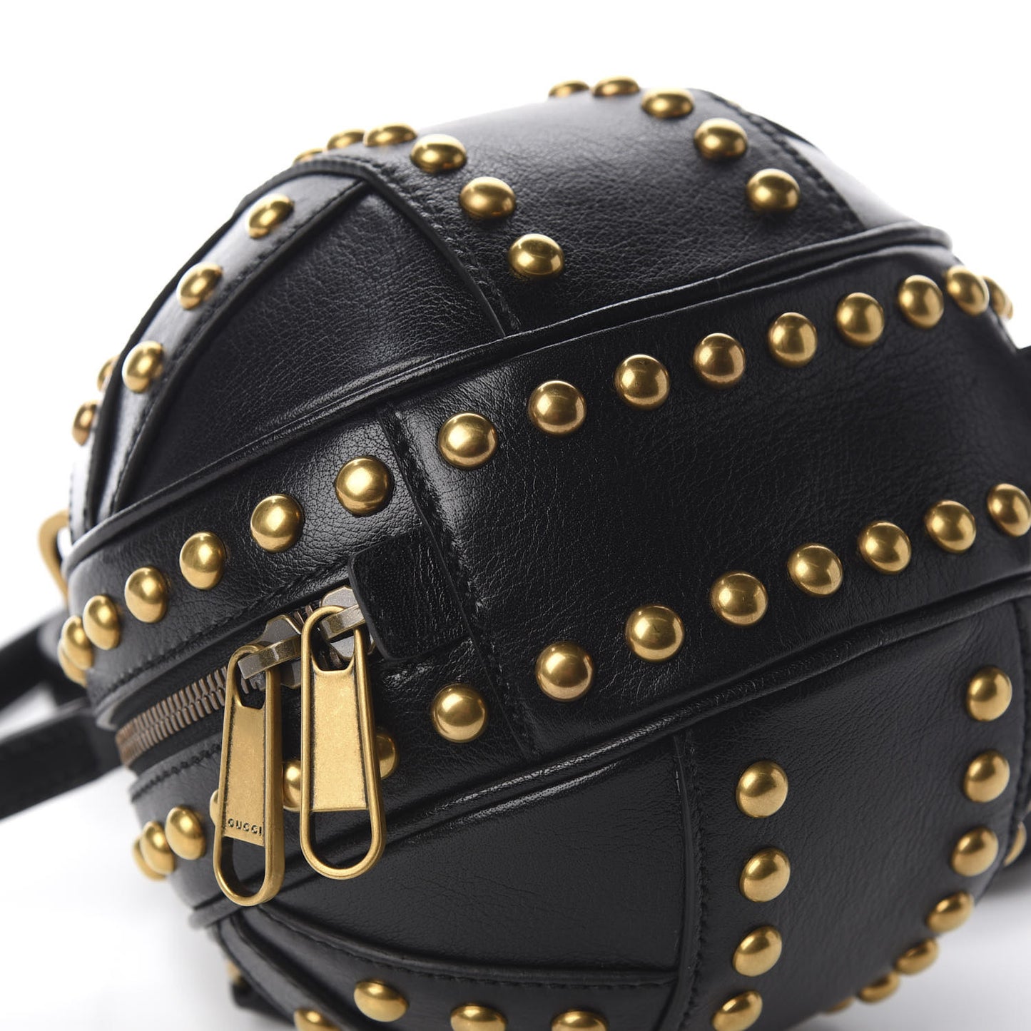 Calfskin Studded Mini Tifosa Baseball Shaped Shoulder Bag Black