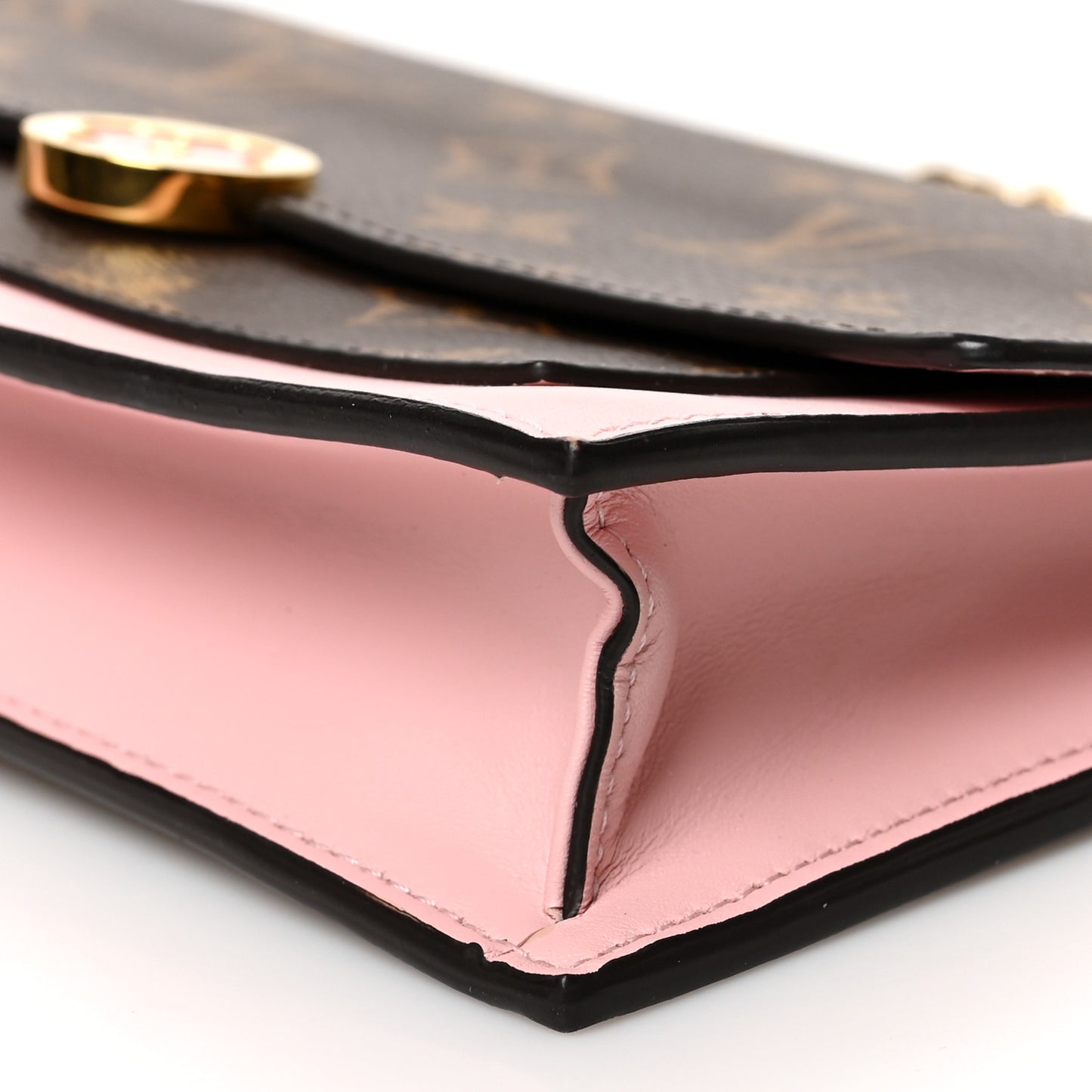 Monogram Flore Chain Wallet Rose Ballerine