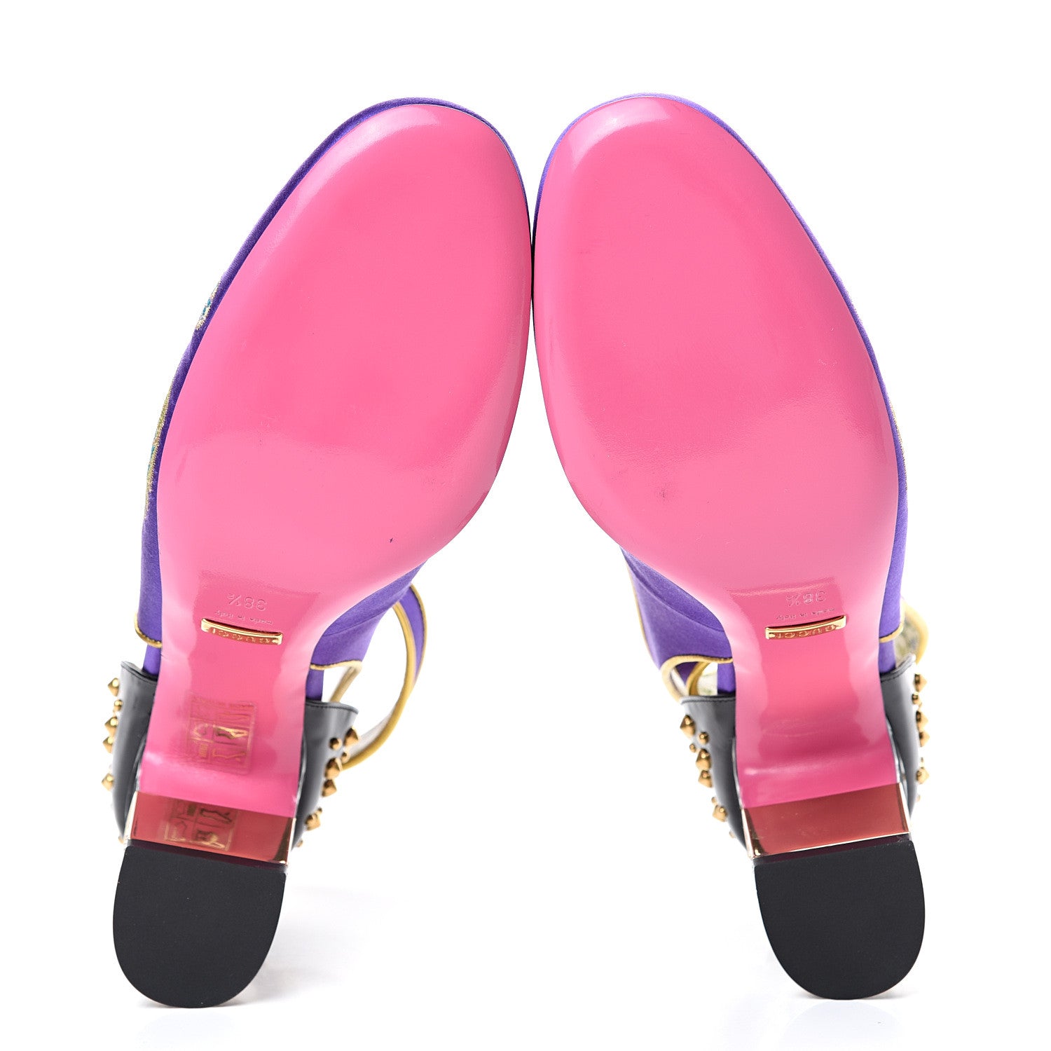 Gucci Satin Embroidered Dragon Caspar Pumps 38.5 Purple Oro Vecchio Black 7 of 11