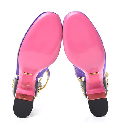 Gucci Satin Embroidered Dragon Caspar Pumps 38.5 Purple Oro Vecchio Black 7 of 11