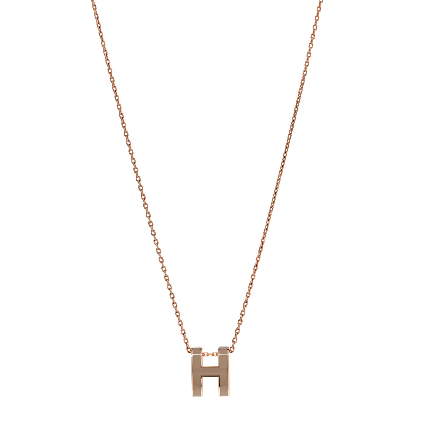 Lacquered Rose Gold Pop H Pendant Necklace Marron Glace