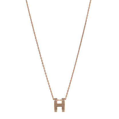 Hermes Lacquered Rose Gold Pop H Pendant Necklace Marron Glace 1 of 6