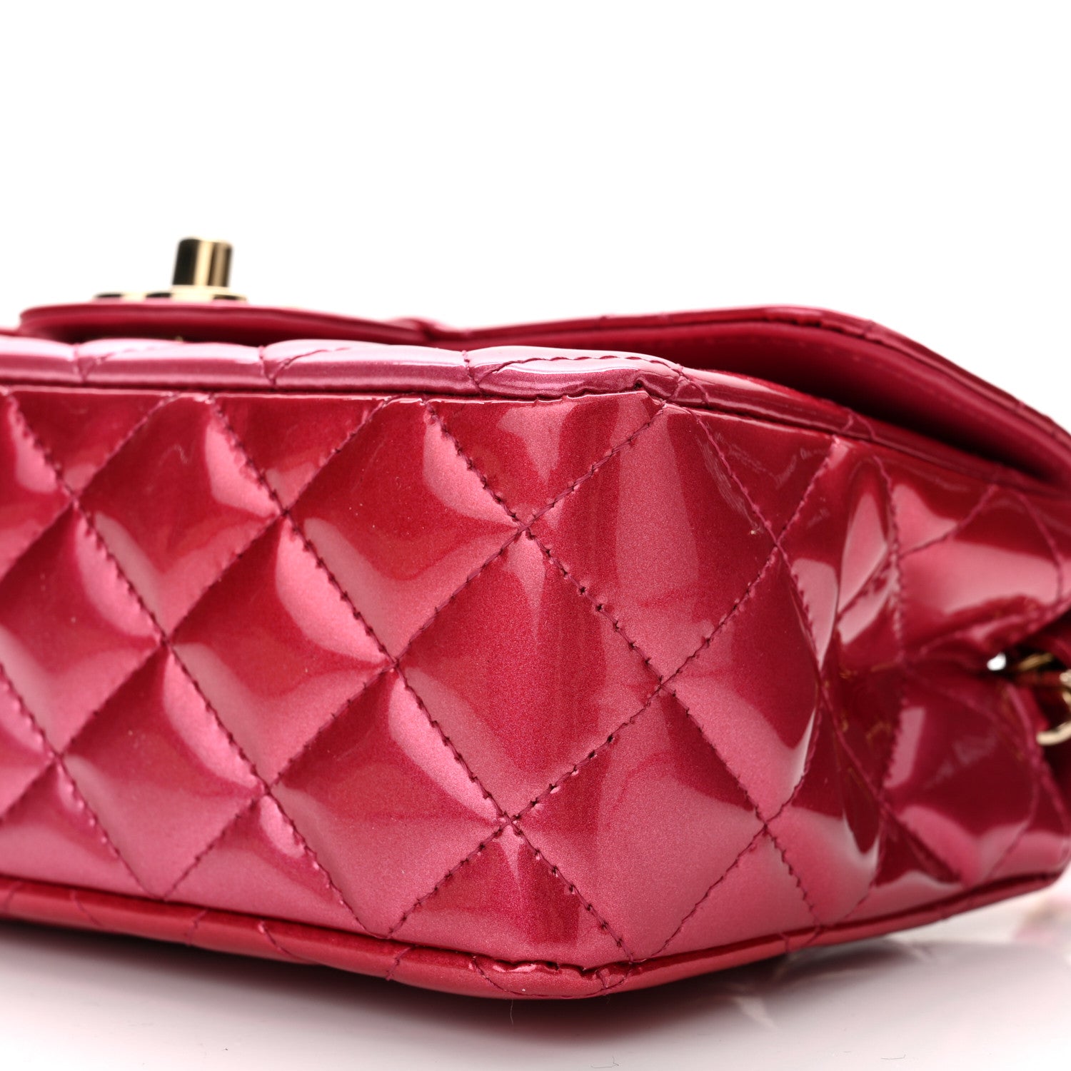 Chanel Shaded Patent Calfskin Quilted Mini Rectangular Flap Pink Dark Pink 10 of 11