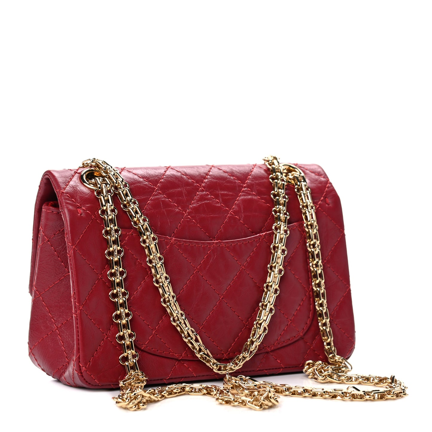 Aged Calfskin Quilted 2.55 Reissue Mini Flap Red