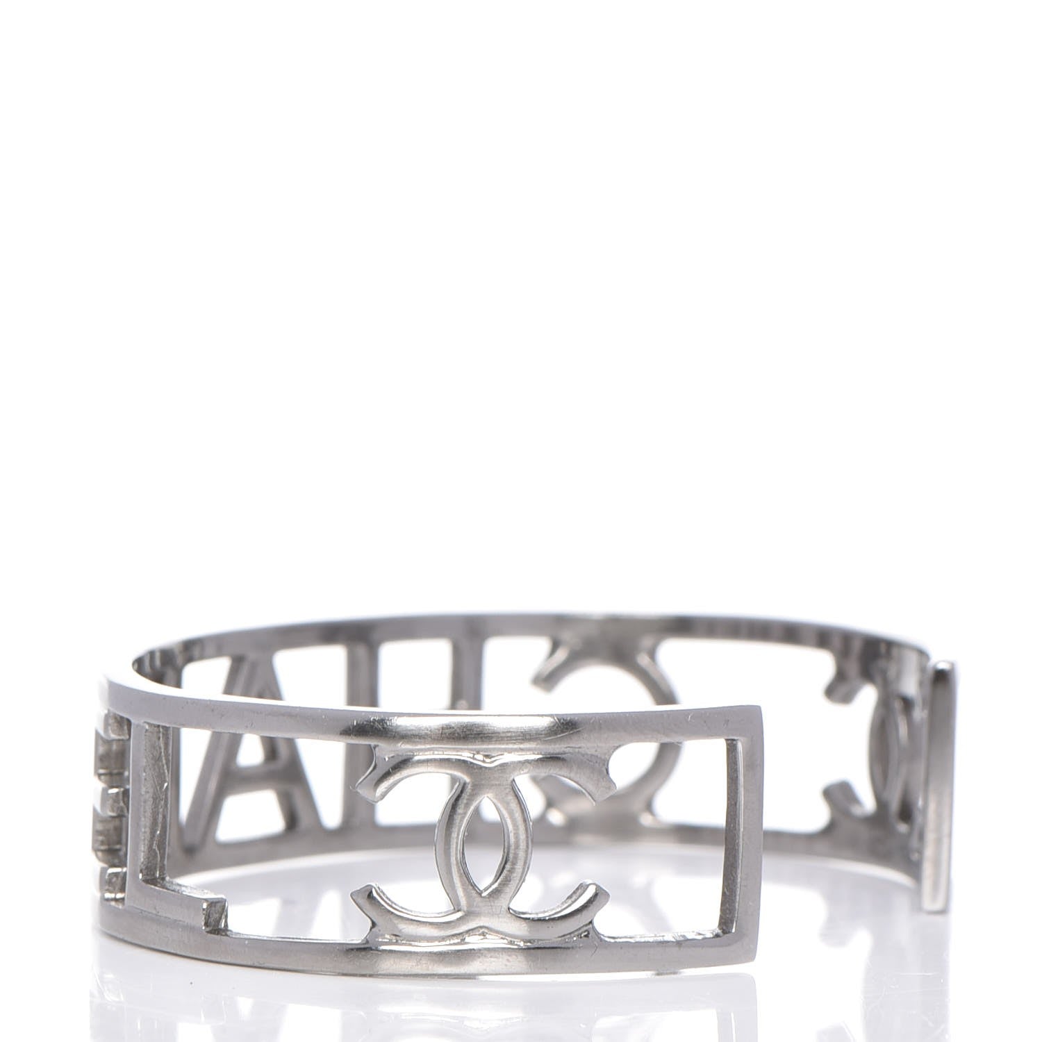 Chanel Metal Logo Cuff Silver 3 of 6