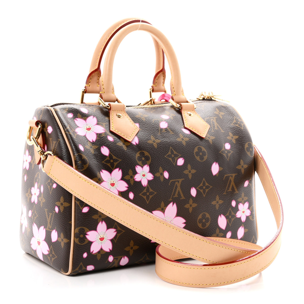 Louis Vuitton LV X TM Monogram Cherry Blossom Speedy Bandouliere 25 Sakura Brown 3 of 9