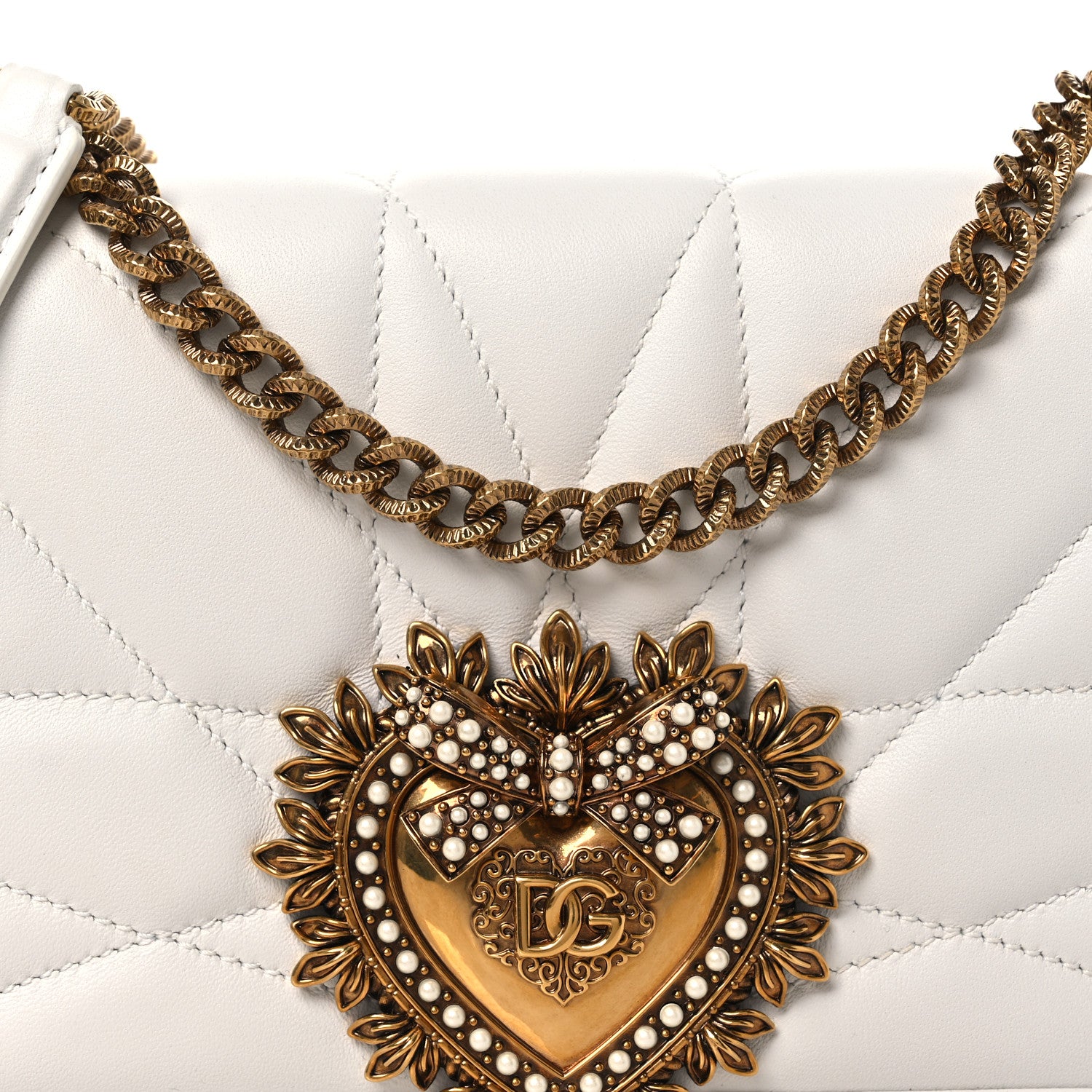 Dolce & Gabbana Calfskin Medium Devotion Crossbody Bag White 8 of 11