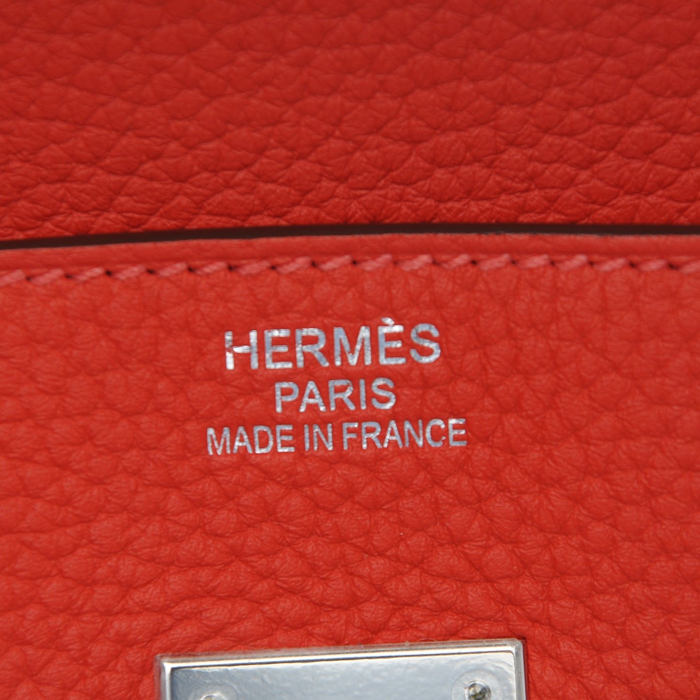 Taurillon Clemence Birkin 35 Rouge Pivoine