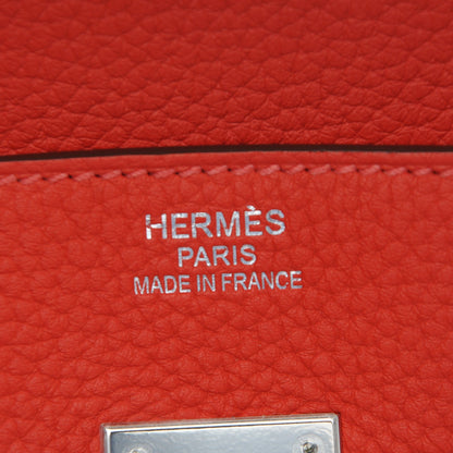 Hermes Taurillon Clemence Birkin 35 Rouge Pivoine 7 of 8