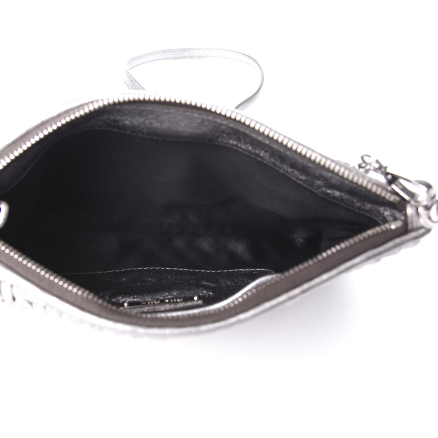 Metallic Nappa Matelasse Crystal Chain Crossbody Cromo