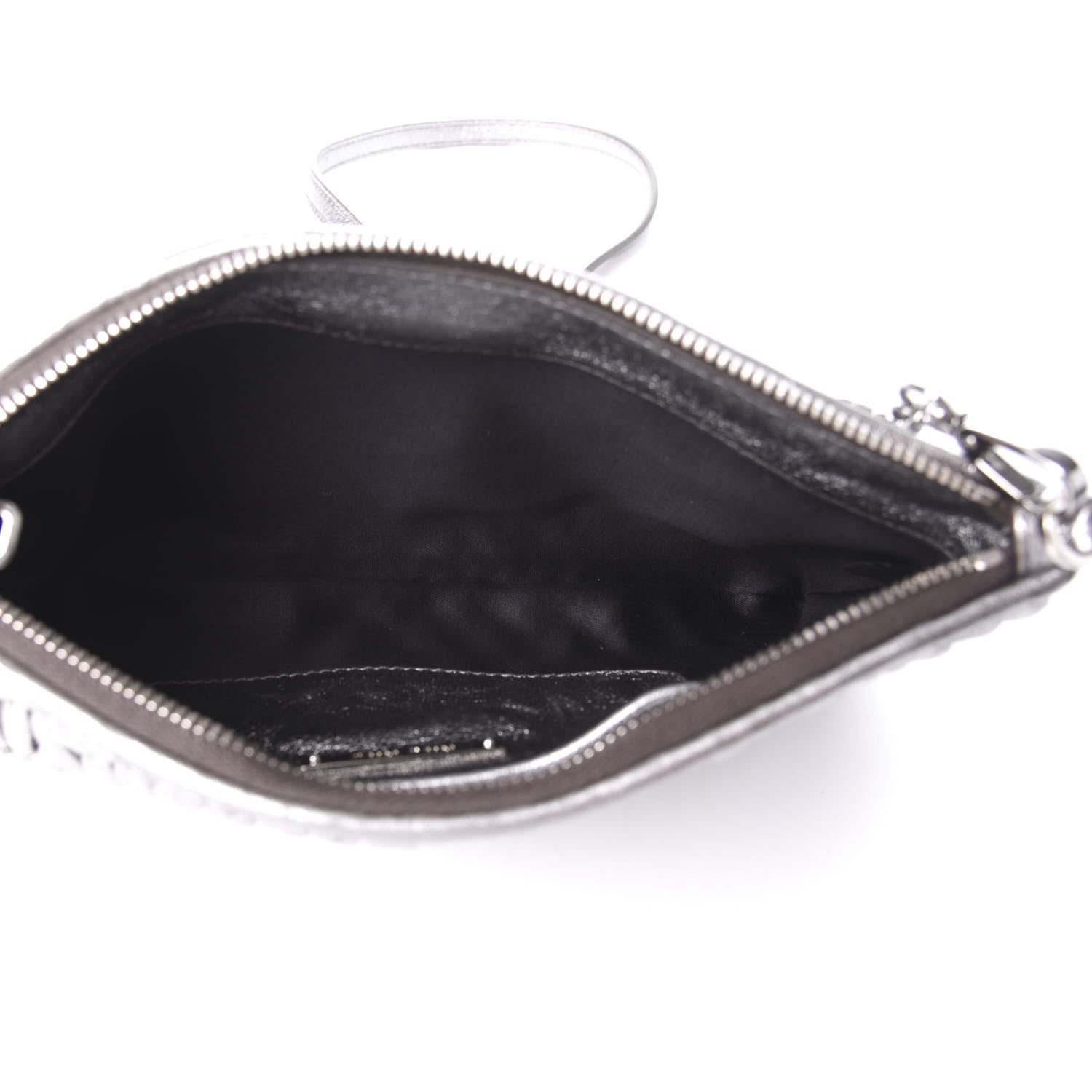 Miu Miu Metallic Nappa Matelasse Crystal Chain Crossbody Cromo 5 of 9