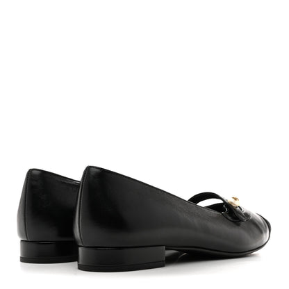 Chanel Shiny Lambskin Grosgrain Pearl Mary Jane Flats 37.5 Black 5 of 10