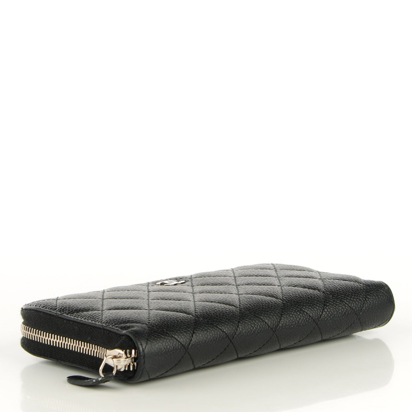 Caviar Quilted Large Gusset Zip Around Wallet Black