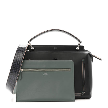 Fendi Vitello Baltico Dolce Elaphe DotCom Satchel Dark Grey 3 of 15