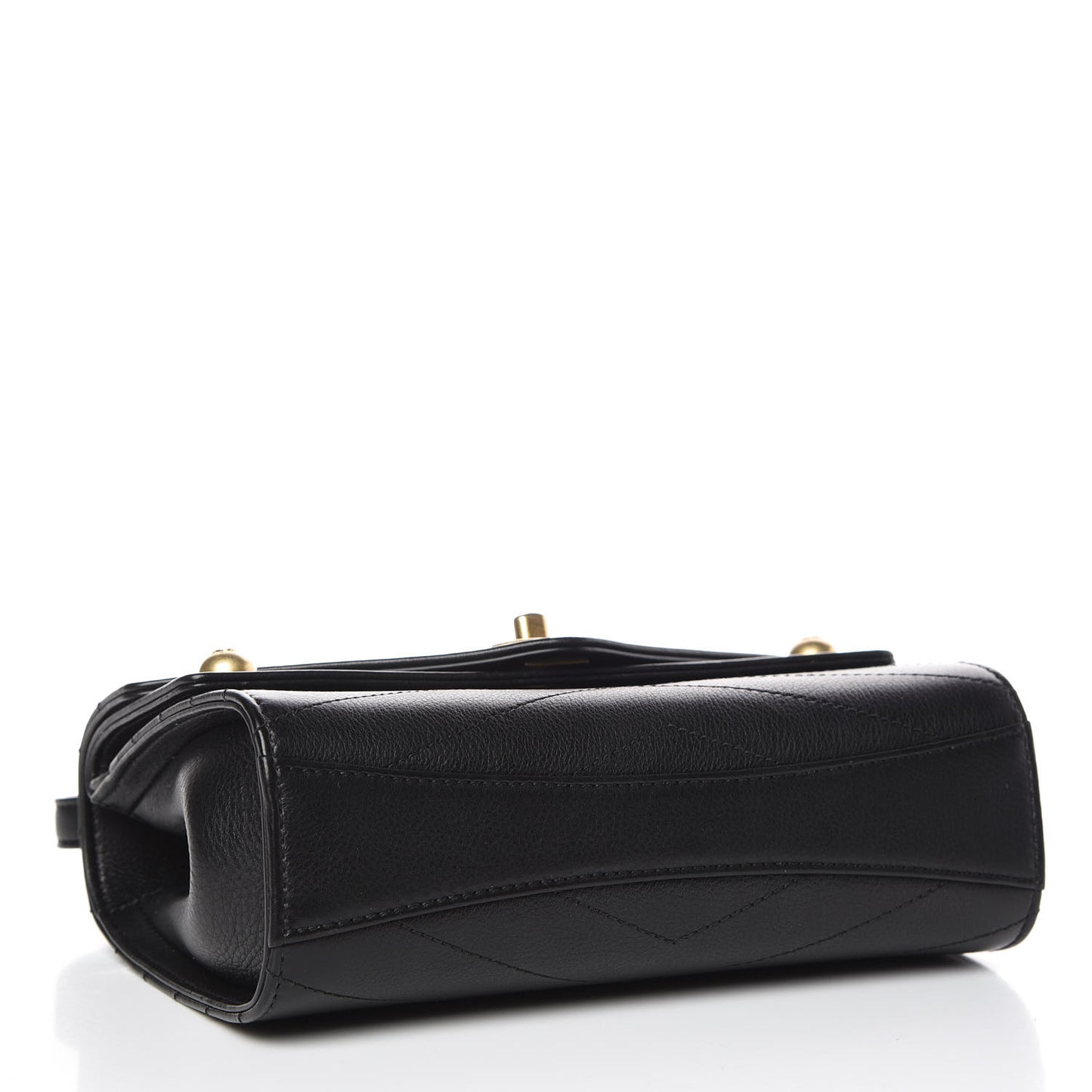 Calfskin Chevron Quilted Casual Trip Flap Black