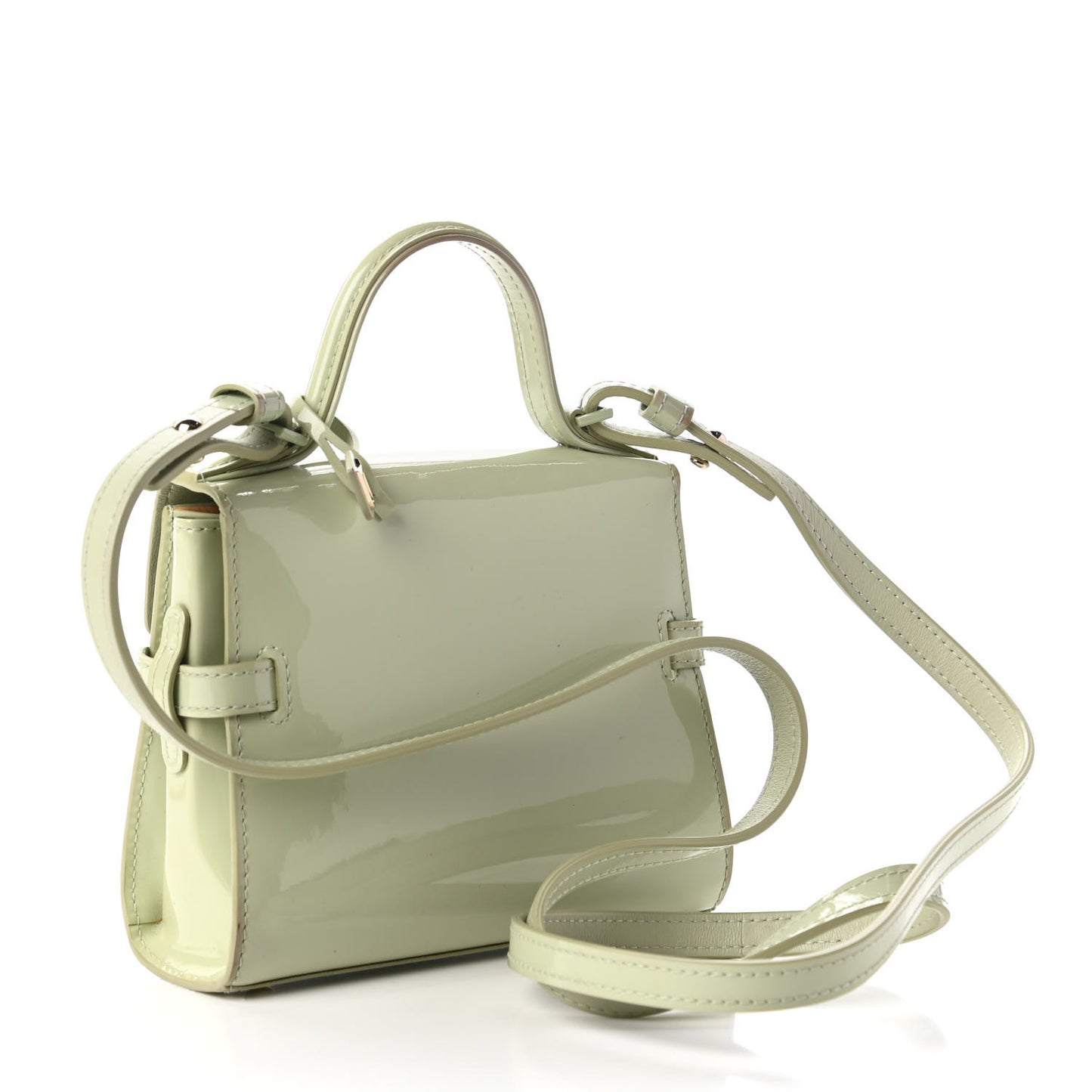 Patent Calfskin Micro Tempete Satchel Almond