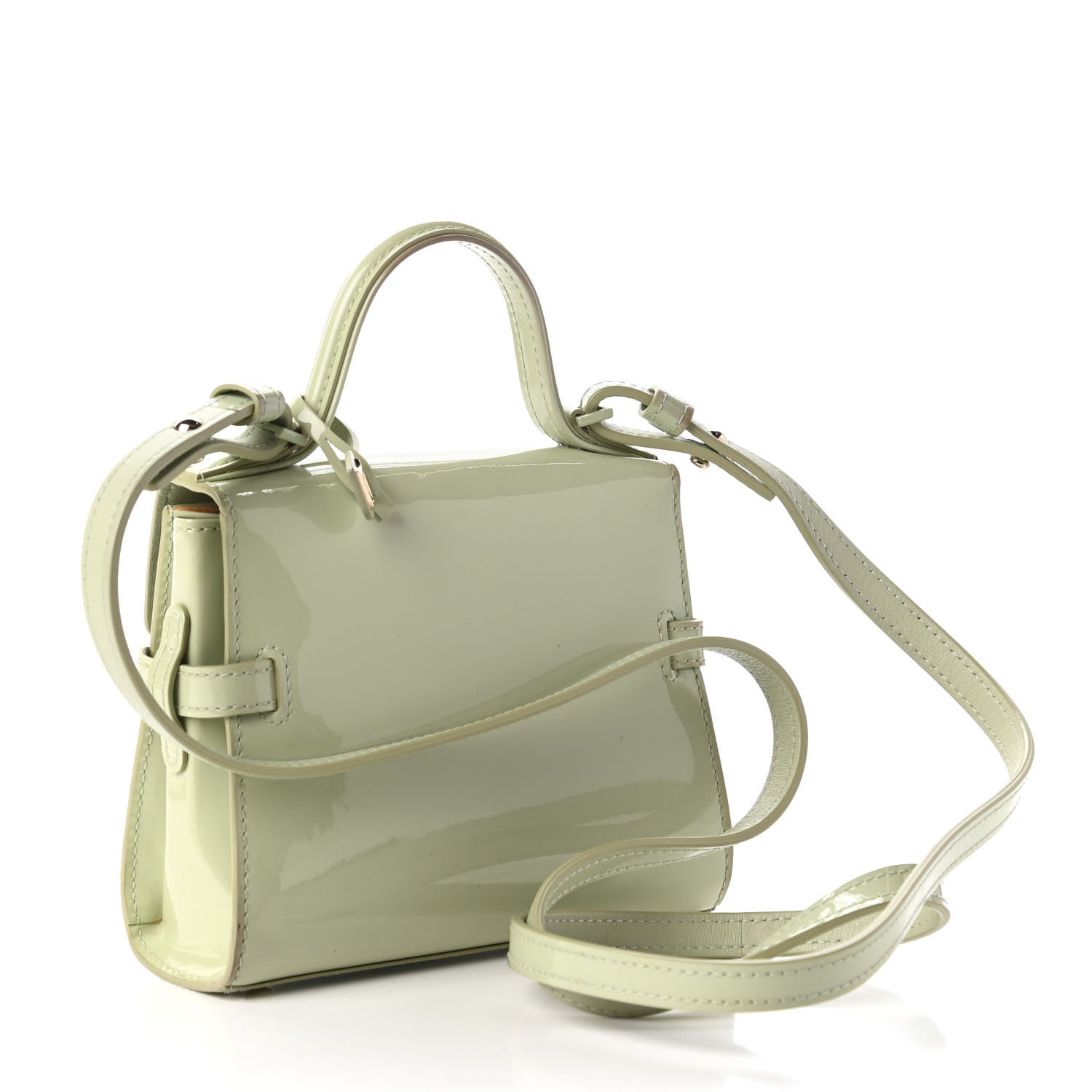 Delvaux Patent Calfskin Micro Tempete Satchel Almond 3 of 11