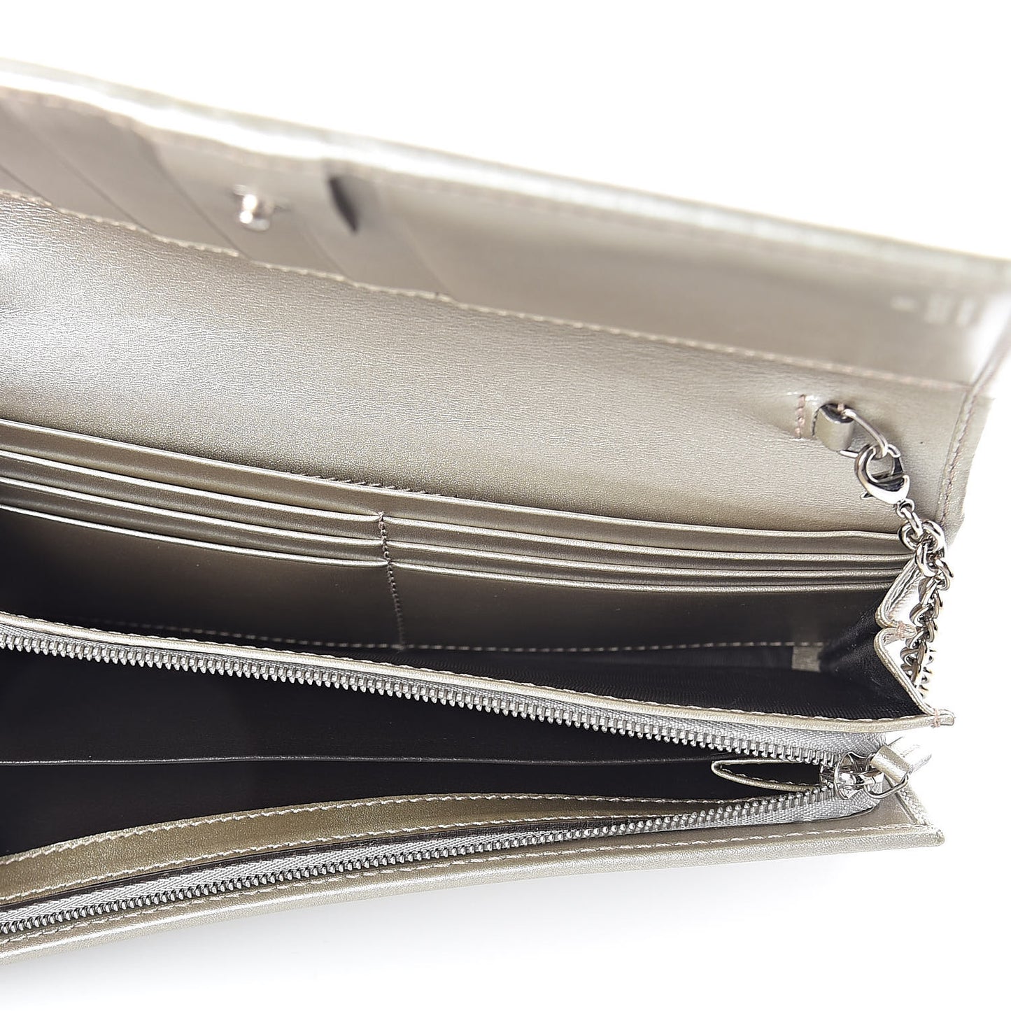 Imprime Monogram GG Pierce Chain Clutch Wallet Silver