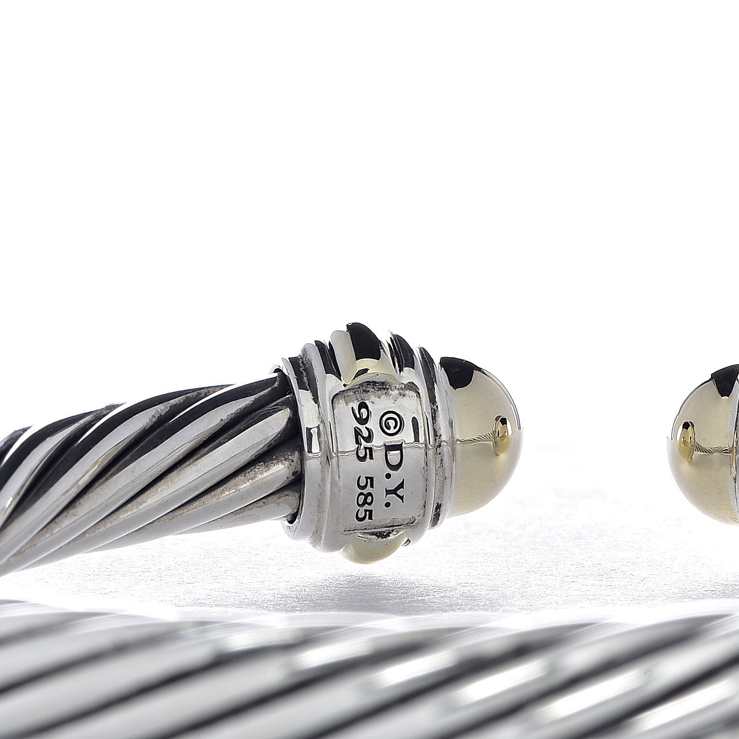 David Yurman Sterling Silver 14K Yellow Gold 7mm Cable Classics Bracelet 4 of 4