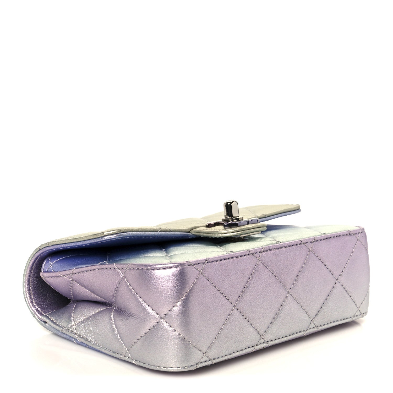 Chanel Gradient Metallic Calfskin Quilted Clutch Silver Blue Yellow Purple 4 of 11