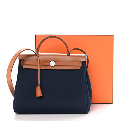 Hermes Toile Vache Hunter Herbag Zip Retourne 31 MM  Bleu Marine 13 of 13